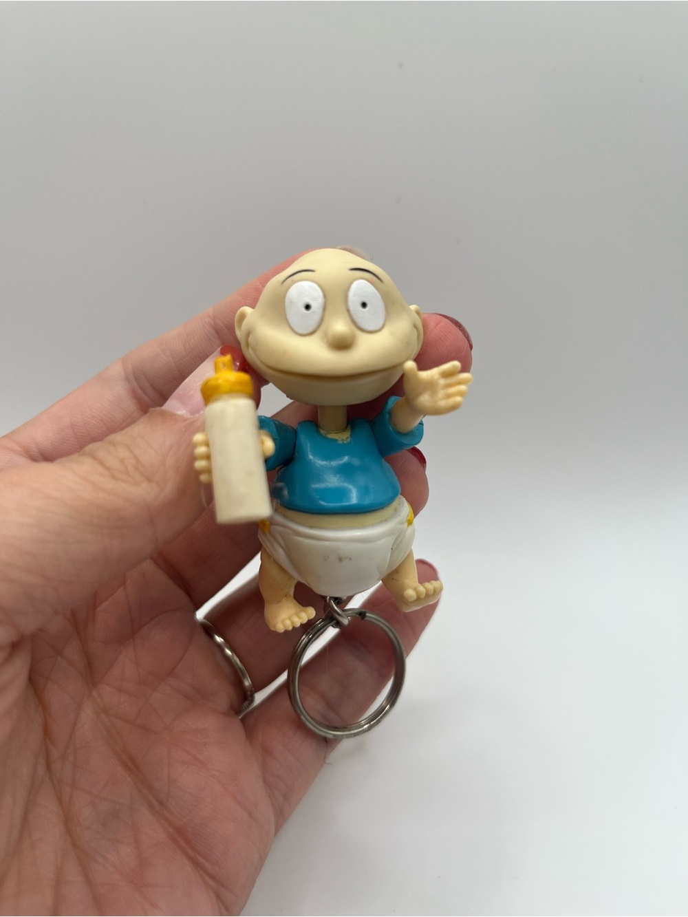 Vintage 1997 Tommy Pickles w/ Baby Bottle Rugrats Keychain Nickelodeon